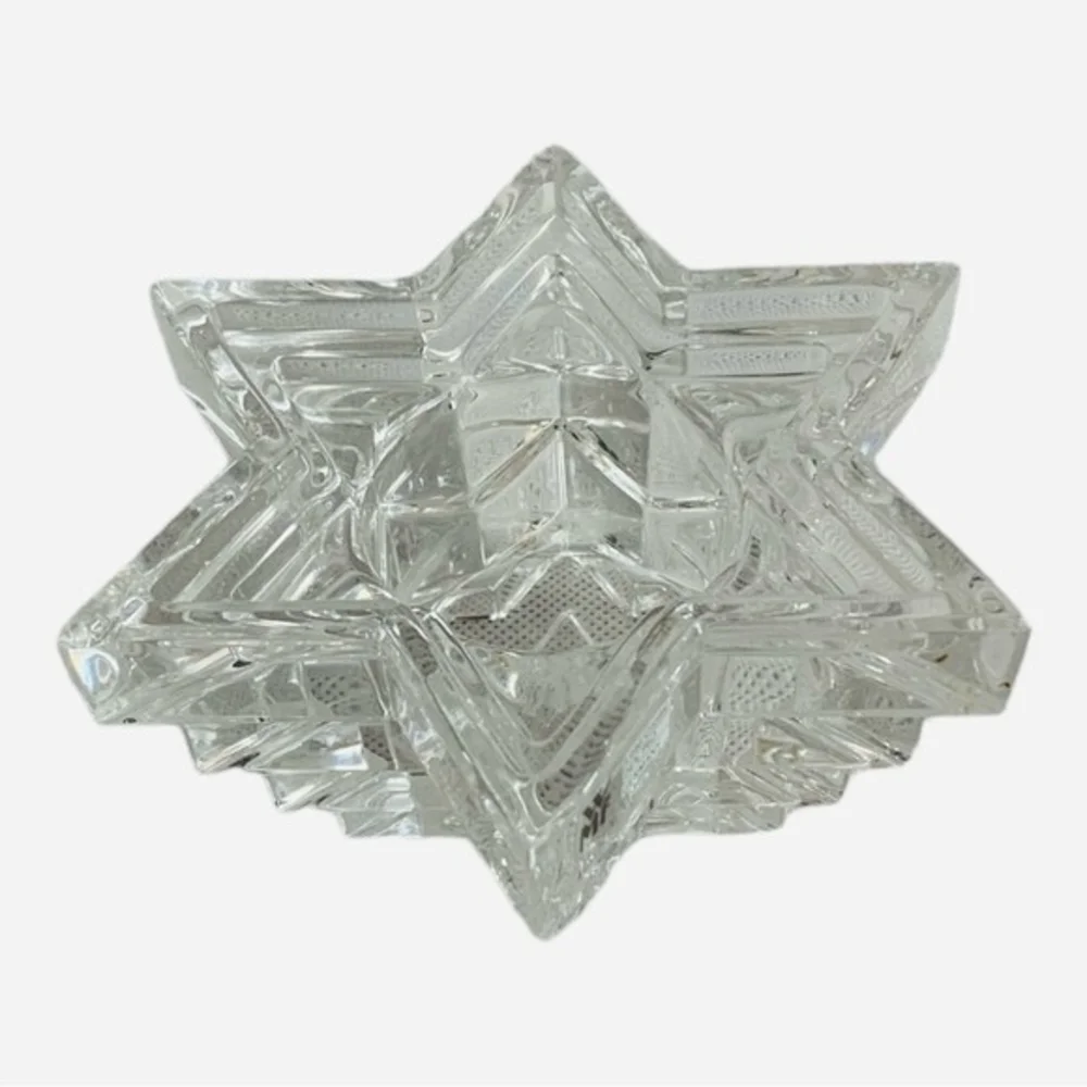 Vintage WMF Crystal Candle Holder Star of David Design 24% Lead Crystal